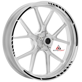 Autodomy Wheel Rim Sticker, Complete Set for 2 Wheels from 15 to 19 Inches, Sport Design, Black