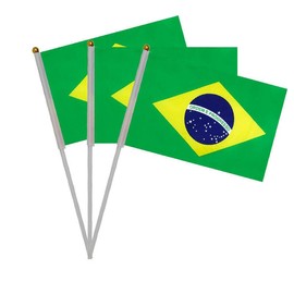 Pandiui23 Pack of 20 Brazil Crank Flags, Mini Flag Portable, 14 x 21 cm, Patriotic, Ideal for Parades, Celebrations and Various Occasions