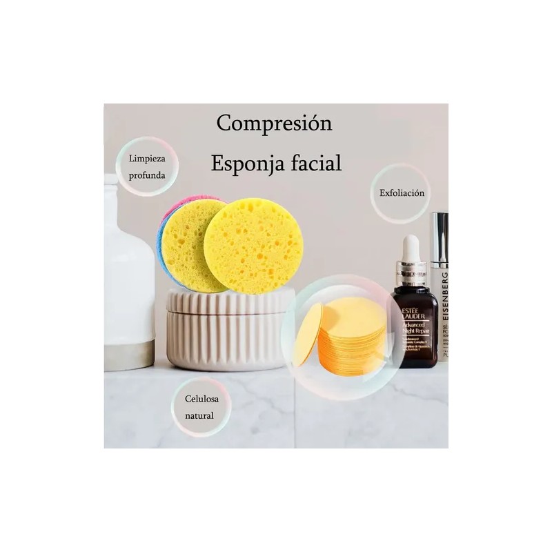 50 Pzs Esponja Facial Comprimida Para Limpieza Y Exfoliación