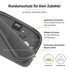 Artwizz 8188 1586 Neoprene Case for Cable – Black titanium titanium 21 x 14 x 2