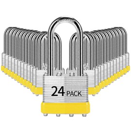 HZSY Padlocks Keyed Alike, Pack of 24, Laminated Steel Keyed Lock (1-9/16", 40mm), Padlocks with Same Key, Long Shackle, for Toolbox, Locker & StorageUnit or More
