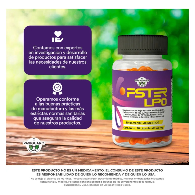 Pastillas Control De Peso Cápsulas Veganas Fster Lpo 30 Und