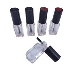 Ebonee 5ml Transparent Empty DIY Nail Polish Bottles Containers for Nail Art Sample, Clear Glass Square Refillable Nail Polish Bottles with Cap and Soft Brush (5 Pack)