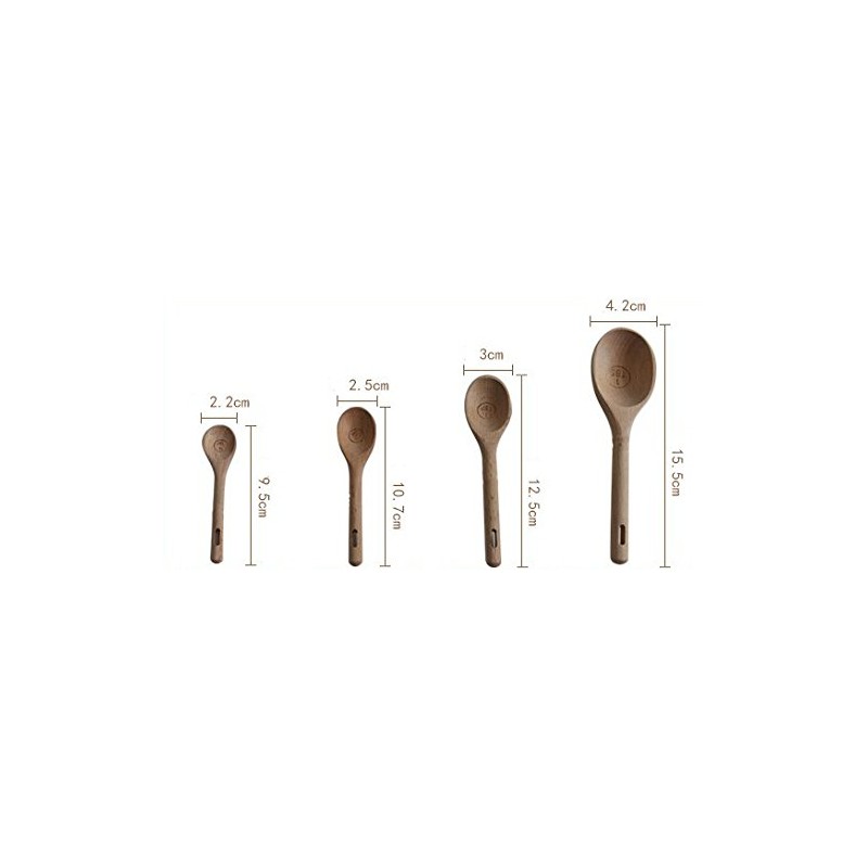 Lautechco? 4pcs/set Japanese Style Wooden Measuring Spoons Set Healthy No