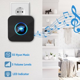 Wireless Doorbell 400M Long Range Outdoor Waterproof Electronic Doorbell Kit with Clip-on Receivers for Home