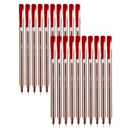 SAINO Trio+ Ballpoint Pens, RED, Fine Point (0.7mm), Pack of 20, Multipack, Perfect Trio Grip, Smooth Ball Pens, Ideal for School Home Office Use