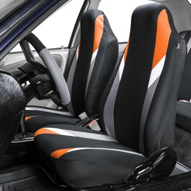 FH Group Automotive Protector Seat Covers Universal Fit Full Supreme Modernistic Orange Seat Covers Set 1-Piece Front Seat Covers, Airbag Compatible, Split Bench Rear Car Seat Cover for SUV, Sedan