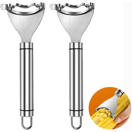 Corn Peeler for Corn on The Cob,Corn Kernel Remover Tool,Corn Cob Stripper Stainless Steel(2 Pcs) (Silver, One Size)
