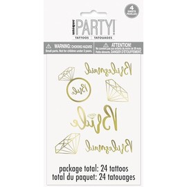 Unique Foil Bachelorette Party Temporary Tattoos, 24ct, Gold