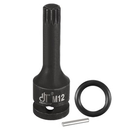 TOP-VIGOR Impact Triple Square Spline Bit Socket, 1/2" Drive x M12 (12mm) Key Socket, Premium Cr-Mo Steel Bits, 3" Length Bit with O-Ring and Dowel Pin for Ratchet Wrench, Impact Power Drill