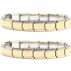 Two (2) of Goldtone Center Brushed Starter Bracelet for Italian Charms (18 links)