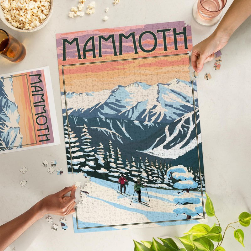Lantern Press 1000 Piece Jigsaw Puzzle, Mammoth, Winter Skiers