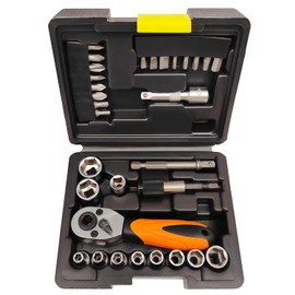 JEUCLEL 31PCS 1/4" Drive Mini Ratchet Set with bits, Torx, Phillips, Hex, Flat Heads, Extension Bar and Bits Holder, 72 Tooth Quick Release Head Mini Ratchet Wrench Screwdriver Bits for Tight Spaces