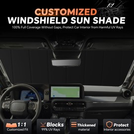 Toluoma Custom Fit Windshield Sun Shade for Silverado/GMC Sierra 1500 2019-2025 2026 - Accordion Folding Design Window Sunshade Car Accessories, Full Coverage Sun Visor Protector