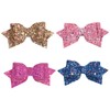 PASDUCHAS 4 PCS Glitter Bows for Girls, 4" Pink Gold