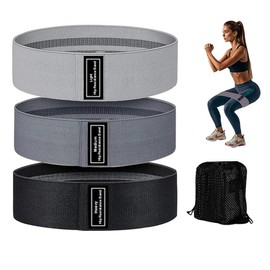 S.ROMZA Fabric Resistance Bands for Working Out Elastic Exercise Band Squats Fabric Exercise Bands for Legs and Butt Pilates,Yoga,Male and Female Fitness Resistance Bands (Light gray/dark gray/black)