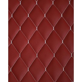 Vinyl Quilted Foam Padded Fabric with 3/8" Foam Backing Upholstery Car Headliner Vehicle Seats Door Panels Sleek Design /58"W/Continuous Yard/FABRIC EMPIRE (Burgundy White Stitching, Diamond 2" X 3")
