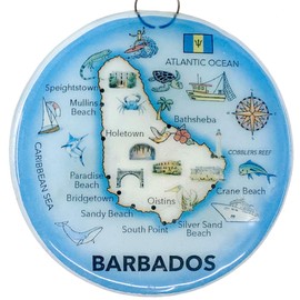 Barbados Glass Ornament - Map Christmas Tree Decoration - Art Glass Light Catcher