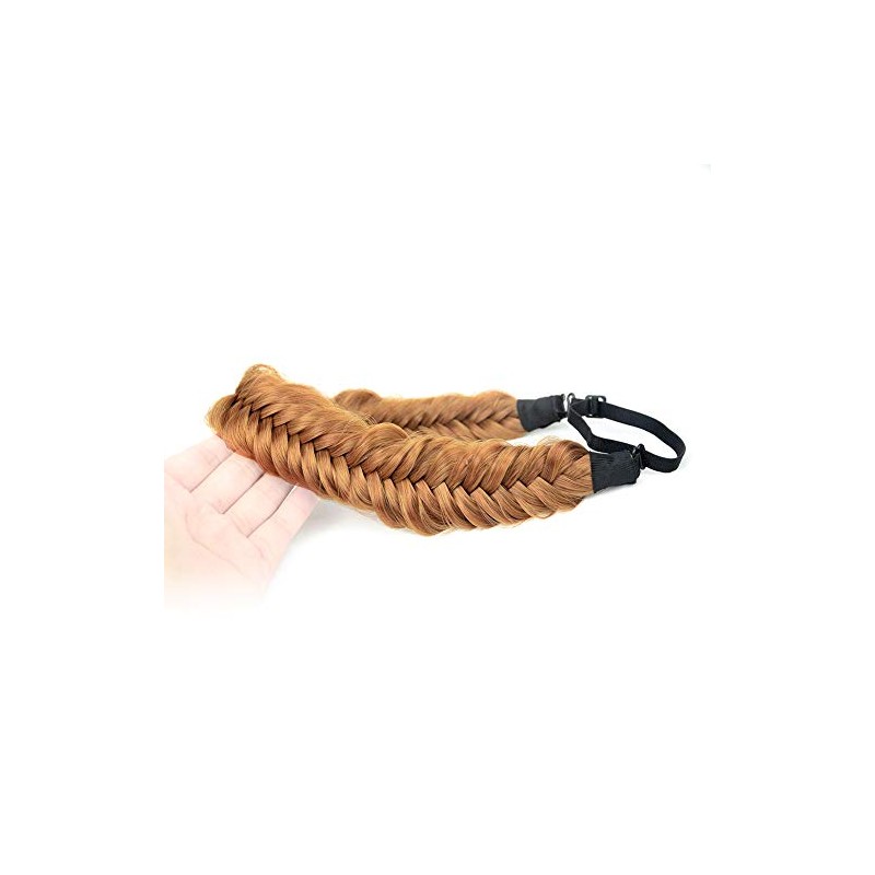 BOBIYA Wide Fishtail Synthetic Hair Braids Headband, Classic Braided Headband,