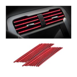 CGEAMDY 20 PCS Car Air Conditioner Decoration Strip, DIY Air Vent Outlet Trim Strip Bendable Car Interior Accessories, Car Molding Strip for Most Air Vent Outlet (Ice Red)