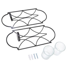 2Pcs Wall Mounted Candle Holder Iron Glass Sconces Decoration Accessories for Living Room Bedroom Black