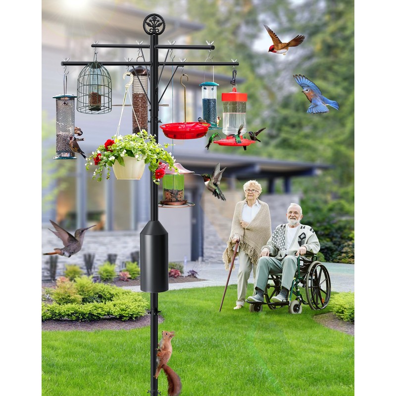 Ceoighe 95 Inch Bird Feeder Pole with Torpedo Squirrel Proof