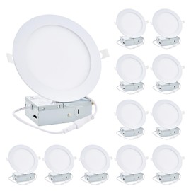 EOSMILE 12 Pack 6 Inch Ultra-Thin LED Recessed Light with Junction Box 5CCT Adjustable Dimmable Can-Killer Downlight,1100LM, 12W, 120V, ETL FCC