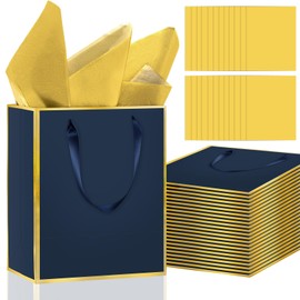 Epoesch 24 Pack Gift Bags with Handles & 24 Tissue Papers – 8x5x10 Inches