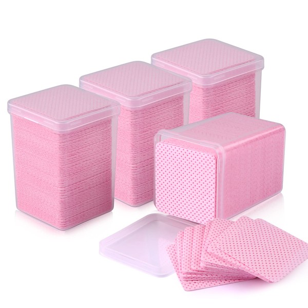 EBANKU Pack of 800 Pink Nail Polish Remover Cotton Pads Nail Wipe Cotton Wipes Fleece Nail Wipes Cotton Pads Nail Art Wipes Acrylic Nail Art Gel Remover Cleaning Pads