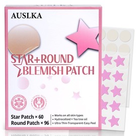 AUSLKA Star Pimple Patches -156 Patches - Hydrocolloid Spot Dots, Blemishes Patch - Pimple Stickers, Patches To Cover Facial Blemishes