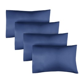King Size Pillow Cases Set of 4 - Extra Soft Pillowcases - 50cm x 90cm - Breathable & Cooling Pillow Cases 4 Pack - Luxury Pillow Covers - Machine Washable - Pillow Protectors 4 Piece Set (Navy Blue)