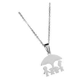 BESPORTBLE Elegant Mom Necklace Family Collarbone Chain Mothers Day Ornament Stainless Steel Jewelry Unique Umbrella Motif