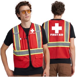 AK A-KSAFETY FIRST Red Security Vest for Security Guard, Safety, Construction & Work - High Visibility, Reflective & Hi Vis Vest, 2XL