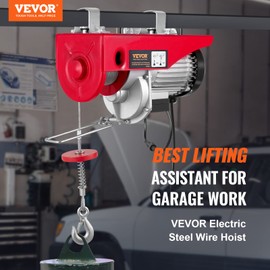 VEVOR 880lbs Electric Hoist with Wireless Remote Control, 110v Electric Hoist with Remote Control, 40ft/20ft Lifting Height & Pure Copper Motor, for Garage Warehouse Factory