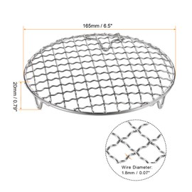 sourcing map 2pcs Round Cooking Rack 6.5-inch 201 Stainless Steel Cross Wire Barbecue Grill Net with 20mm Legs for Cooking Baking Steaming BBQ
