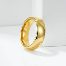 King Will Gold Tungsten Carbide Wedding Band for Men, 7mm Men Wedding Ring with Arc Polishing Comfort Fit 10