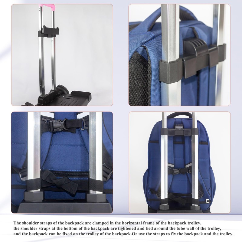Lightweight Foldable Backpack Trolley – Black 3-Wheel Rolling Hand Truck