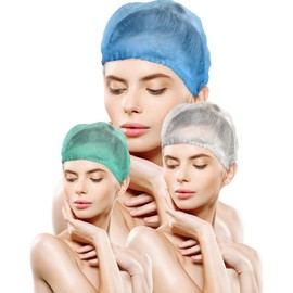 Disposable Head Hub TNT Model Plissè - Head & Hair Cover Caps - For Beauty Center, SPA, Medical Center, Restaurant, Cleaning, Quantity 100 (Qty 100, Blue)