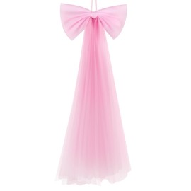 Zeyune 2 Pcs Large Pink Bow Party Decorations 13.4 x 28.7 Inch Hanging Bow for Baby Shower Birthday Girls and Boys Bachelorette Wedding Ribbon Bows for Gift Wrapping DIY Craft Party