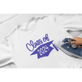 Class Of 2024 Graduation Cap Vinyl Decal, Graduation T Shirt Transfer, DIY Graduate Shirt Patch, Grad Tshirt Sticker, HTV Vinyl Applique, Pick Size Color, Iron-On Almost Anything (Red)