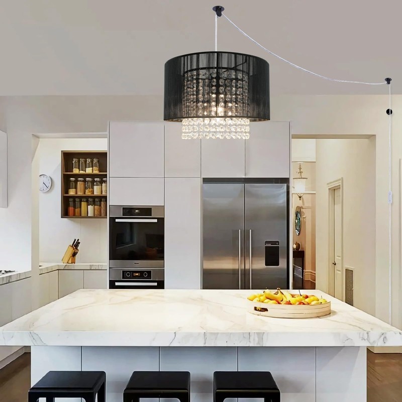 TISLYCO Plug in Chandelier, Plug in Chandelier Lighting with Long
