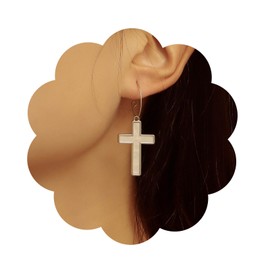 Yienate Punk Cross Drop Earrings Vintage Silver Huggie Hoop Cross Earrings Religious Christian Cross Dangle Earrings Minimalist Statement Cross Charm Earrings for Women and Girls