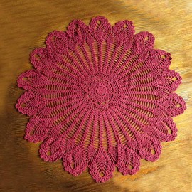 BMIDRUT Vintage Round Handmade Crochet Lace Doilies 35" Crochet Tablecloths Cotton Table Cover Table Topper Wedding Home Party Decor (Red)