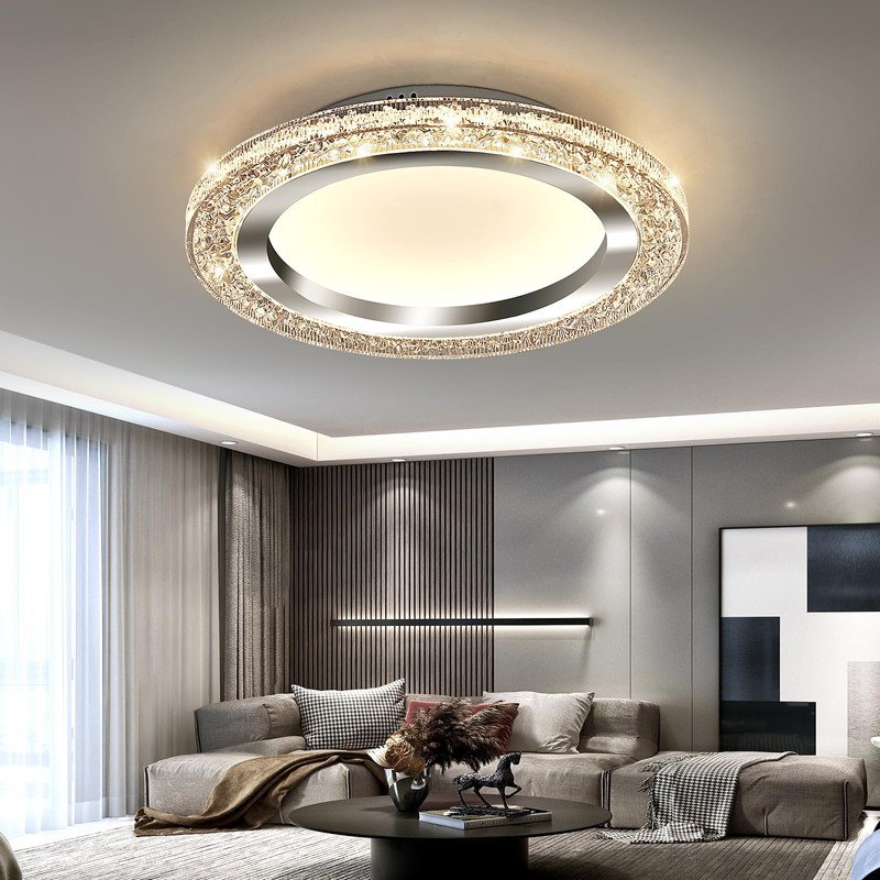UOFUS 28W LED Flush Mount Ceiling Light Chrome 12inch Modern