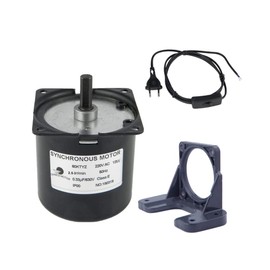 CHANCS Permanent Magnet Synchronous Gear Motor 220V 60KTYZ 2.5RPM Torque 80 Kgf.cm with Bracket and Power Cable Mini Gear Electric Motor