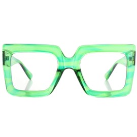Kursan Oversized Square Black Glasses for Women Men Big Frame Blue Light Blocking Glasses Fashion Eyeglasses (Green)