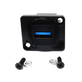 USB 3.0 D-Series Panel Mount Adapter – Socket-to-Socket Connector for 5Gbps High-Speed USB Data Transfer, Black, Screws Included