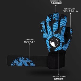 bianmei Latex Palm Soccer Gloves Keeper Gloves Soccer Gloves Goalie Gloves Standard Abrasion Resistant Breathable Anti-Slip Practice Game for Kids Adults Soccer Blue 6