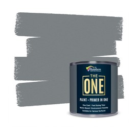 THE ONE Paint & Primer: Most Durable All-in-One Furniture Paint, Cabinet Paint, Front Door Paint, Wall Paint, Bathroom, Kitchen - Fast Drying Craft Paint Interior & Exterior (Grey, Matte, 1 Liter)