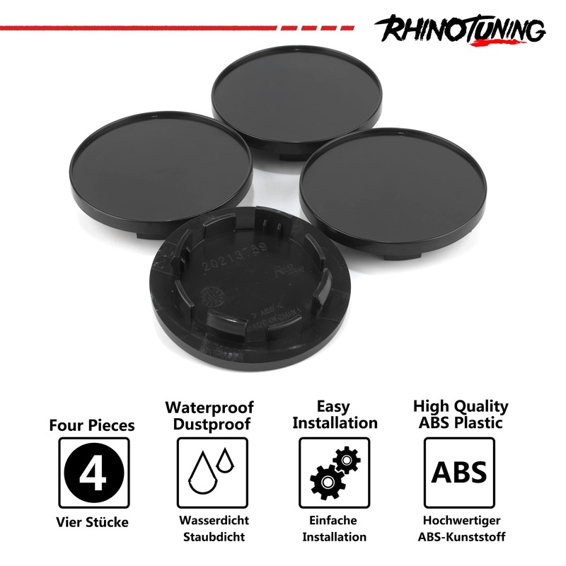 RhinoTuning 4 Pcs Set 63mm Wheel Centre Cap OD 63mm